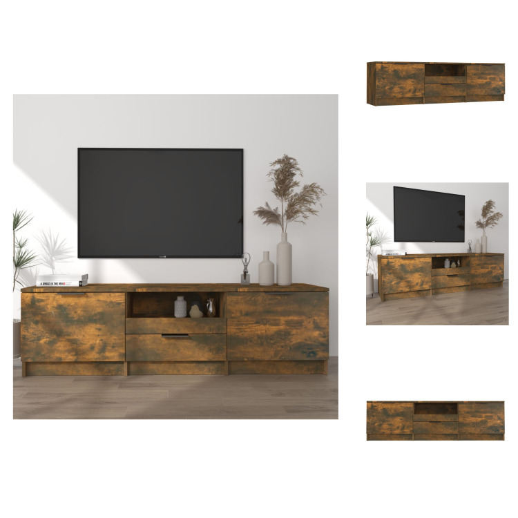 vidaXL Szafka pod TV dąb wędzony 140x35x40 cm materiał drewnopochodny - Meble TV