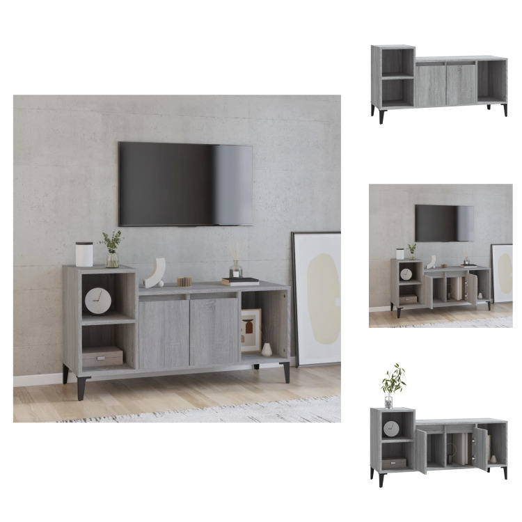 vidaXL Szafka pod TV szara Sonoma 100x35x55 cm materiał drewnopochodny - Meble TV