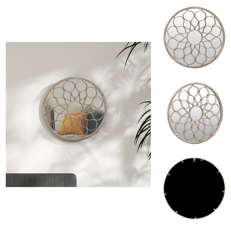 vidaXL Lustro piaskowe 60x3 cm żelazne okrągłe do użytku wewnętrznego - Lustro