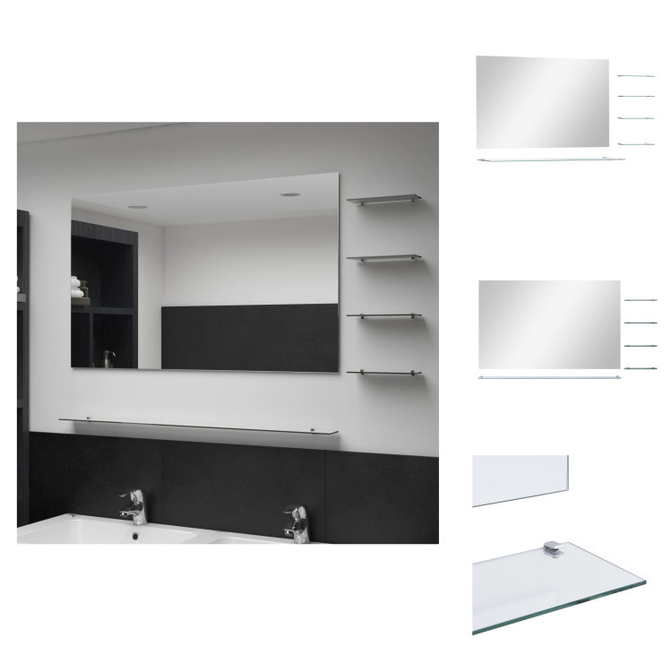 vidaXL Lustro ścienne z 5 półkami srebrne 100×60 cm - Lustro