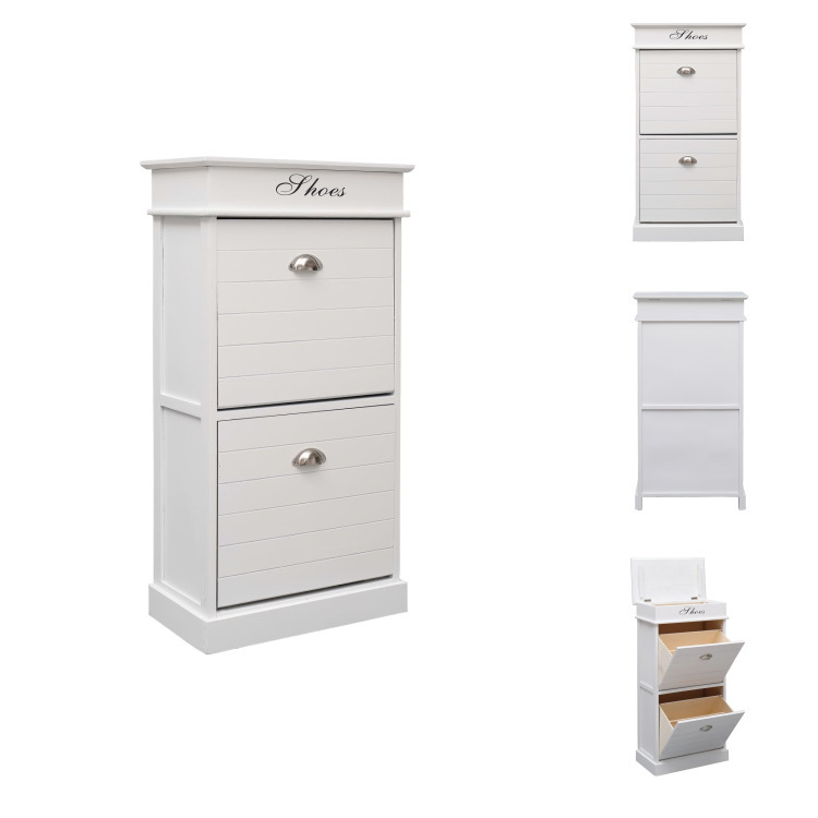 vidaXL Szafka na buty biała 50 x 28 x 98 cm drewno Paulownia - Stojaki i szafki na buty