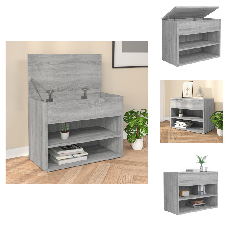 vidaXL Ławka na buty szara Sonoma 60x30x45 cm Materiał drewnopochodny - Stojaki i szafki na buty