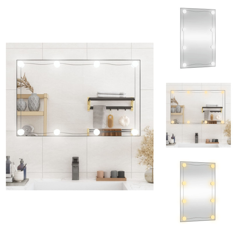 vidaXL Lustro ścienne z oświetleniem LED 50x80 cm szklane prostokątne - Lustro