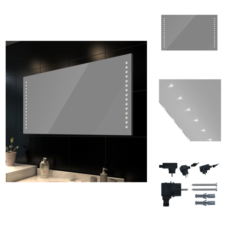 vidaXL Lustro łazienkowe z oświetleniem LED 100×60 cm - Lustro