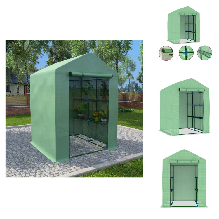 vidaXL Szklarnia z półkami stalowymi 143x143x195 cm - Szklarnie