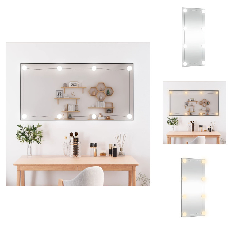 vidaXL Lustro ścienne z oświetleniem LED 50x100 cm szklane prostokątne - Lustro