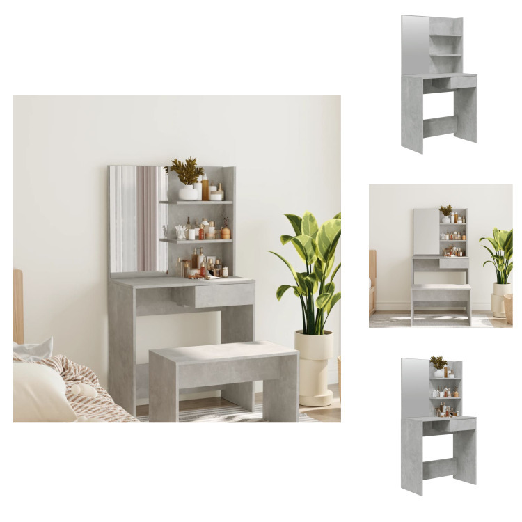 vidaXL Toaletka z lustrem betonowa szara 74,5x40x141 cm - Toaletki