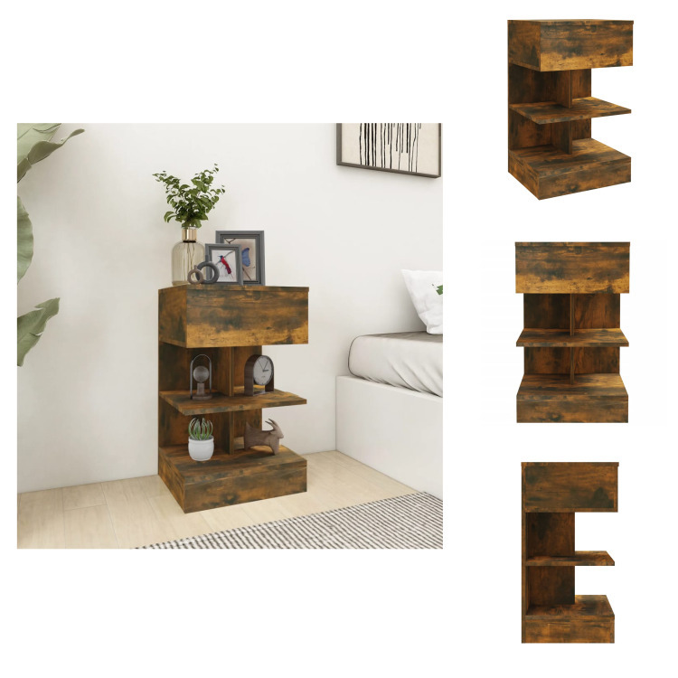 vidaXL Szafka nocna dąb wędzony 40x35x65 cm materiał drewnopochodny - Szafki nocne