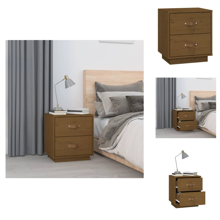 vidaXL Szafka nocna miodowy brąz 40x34x45 cm lite drewno sosnowe - Szafki nocne