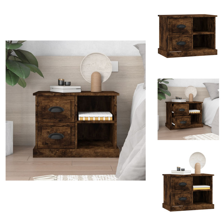 vidaXL Szafka nocna z dębu wędzonego 60x35,5x45 cm - Szafki nocne