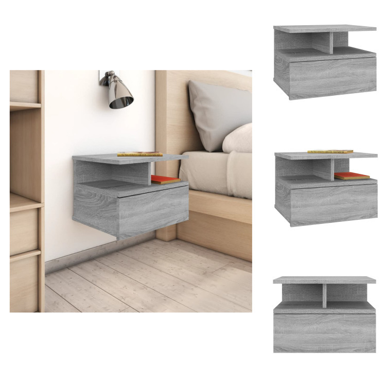 vidaXL Szafka nocna wisząca szara sonoma 40x31x27 cm Materiał drewnopochodny - Szafki nocne
