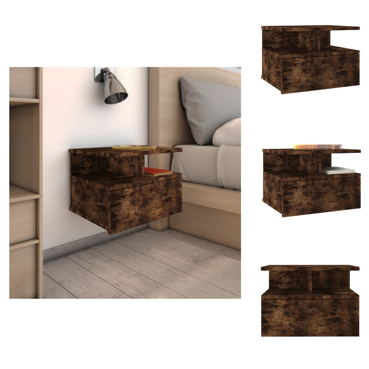 vidaXL Wisząca szafka nocna dąb wędzony 40x31x27 cm materiał drewnopochodny - Szafki nocne