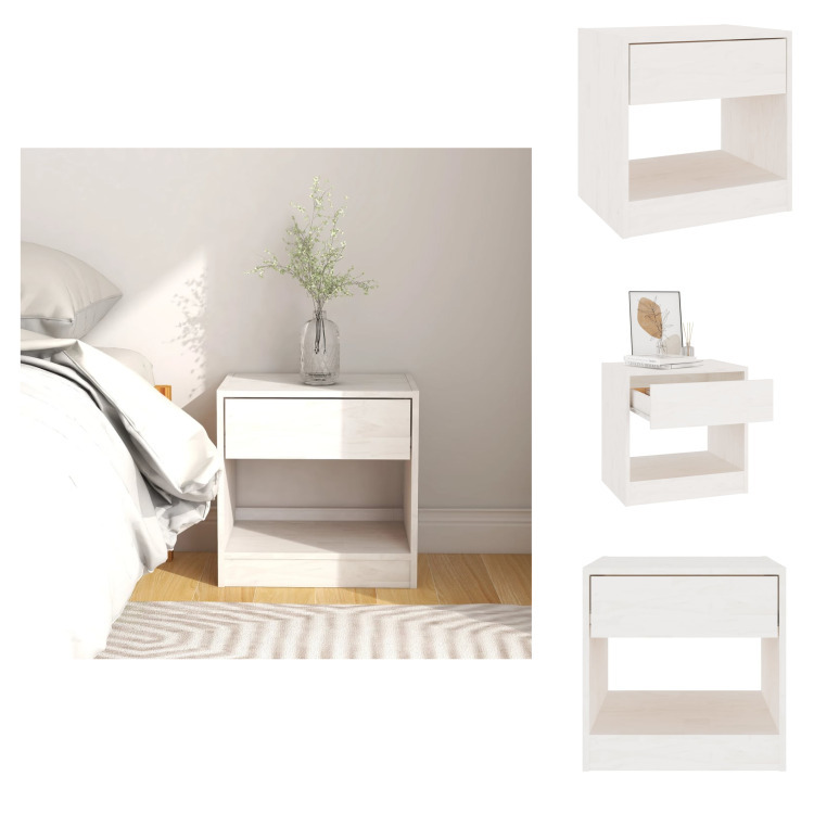 vidaXL Szafka nocna biała 40x31x40 cm lite drewno sosnowe - Szafki nocne