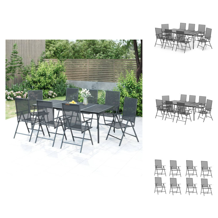 vidaXL 9-częściowy ogrodowy zestaw jadalniany stal antracytowa - Zestawy mebli ogrodowych