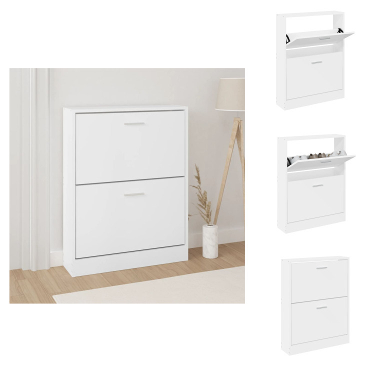 vidaXL Szafka na buty biała 59x17x81 cm materiał drewnopochodny - Stojaki i szafki na buty