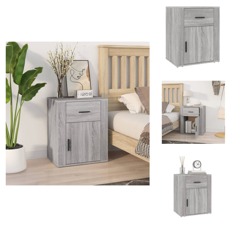 vidaXL Szafka nocna Szara Sonoma 50x36x60 cm Materiał drewnopochodny - Szafki nocne