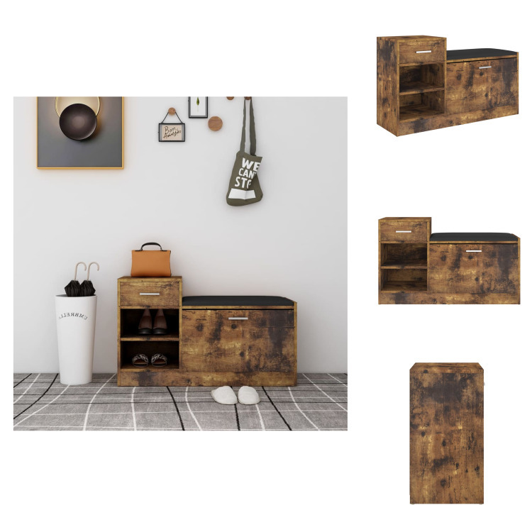 vidaXL Ławka na buty dąb wędzony 94,5x31x57 cm materiał drewnopochodny - Stojaki i szafki na buty