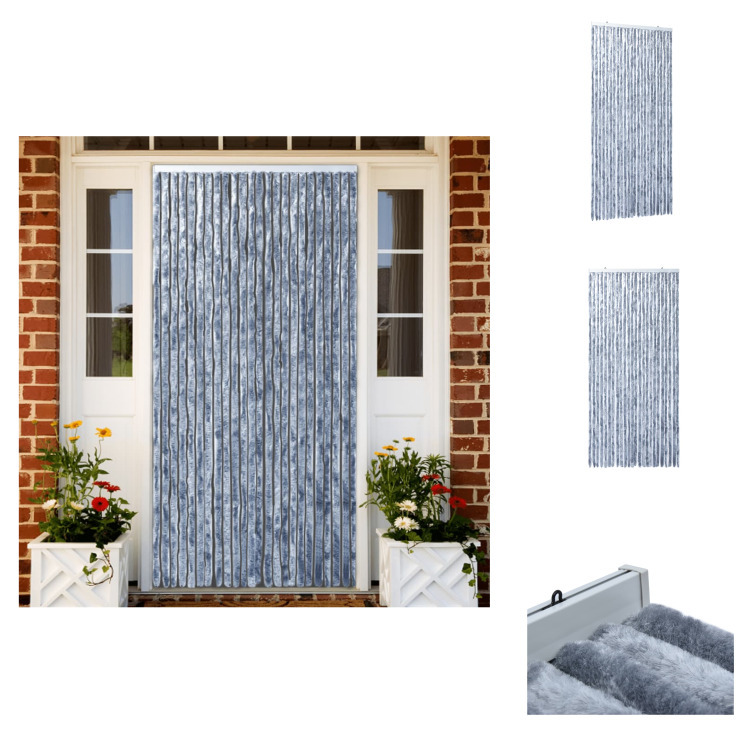 vidaXL Zasłona przeciw owadom srebrna 100x220 cm szenilowa - moskitiera