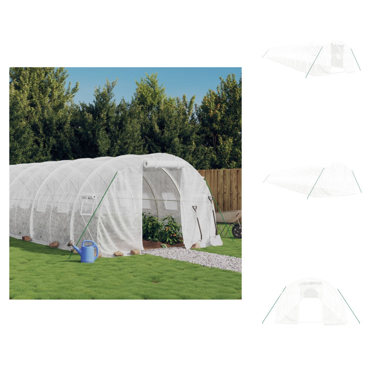 vidaXL Szklarnia z ramą stalową biała 54 m² 18x3x2 m - Szklarnie
