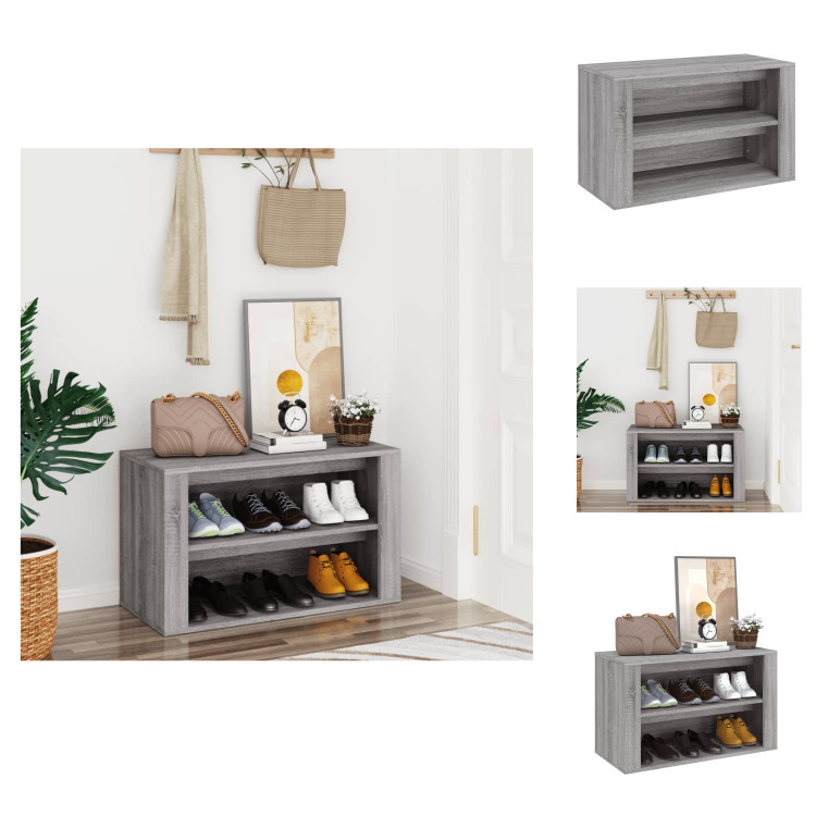 vidaXL Stojak na buty szary Sonoma 75x35x45 cm Materiał drewnopochodny - Stojaki i szafki na buty