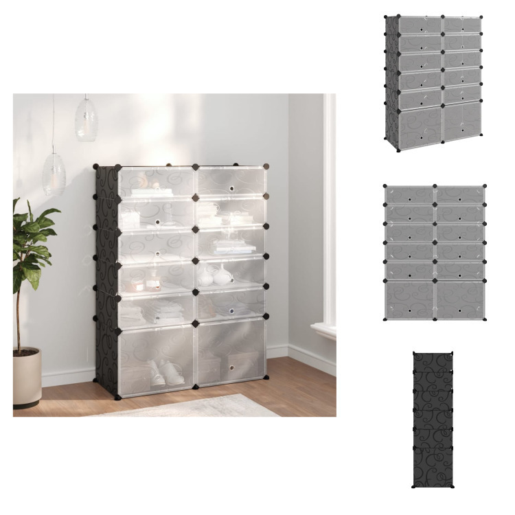 vidaXL Stojak na buty czarny 94x37x125 cm PP - Stojaki i szafki na buty