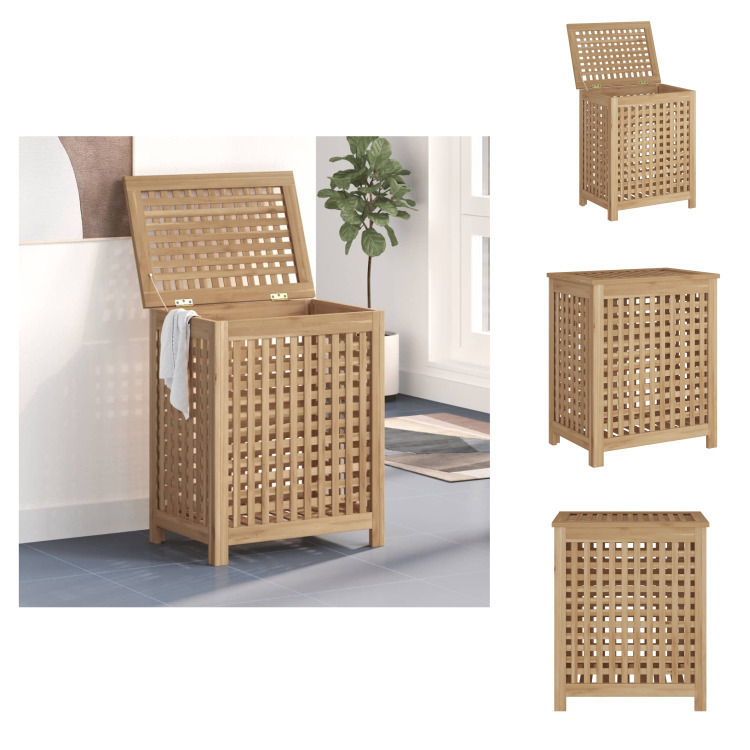 vidaXL Kosz na pranie 50x35x60 cm z litego drewna tekowego - Kosze na pranie