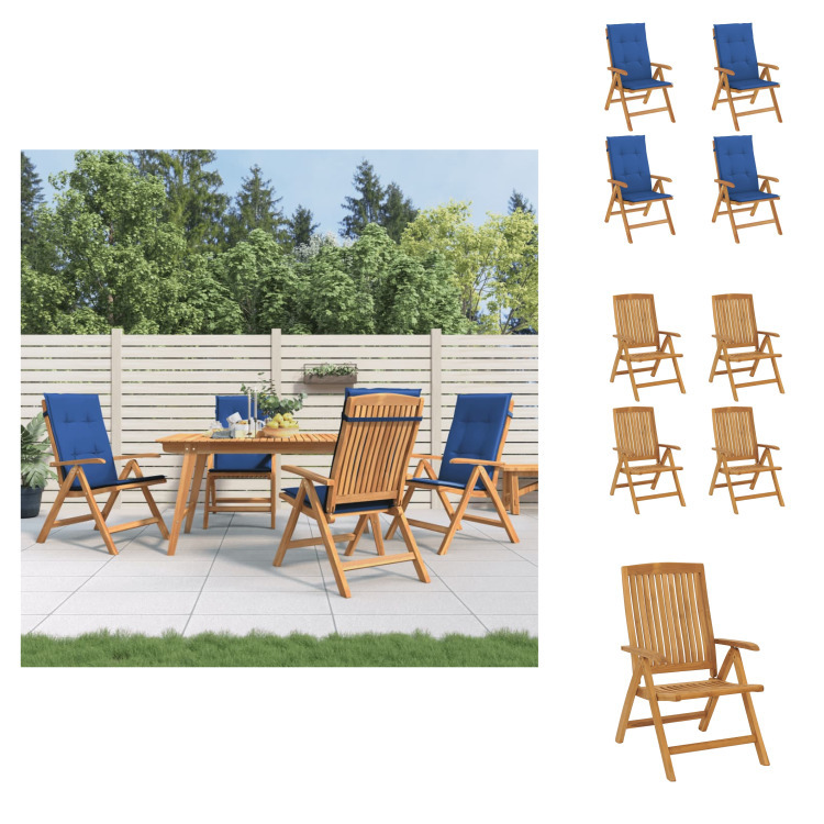 vidaXL Krzesła ogrodowe z poduszką 4 szt. Lite drewno tekowe - krzesła ogrodowe