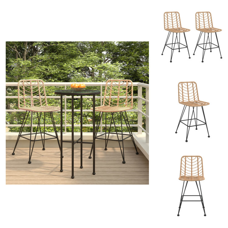 vidaXL Stołek barowy 2 szt. 45x56x103,5 cm PE-rattan i stal - Krzesła ogrodowe