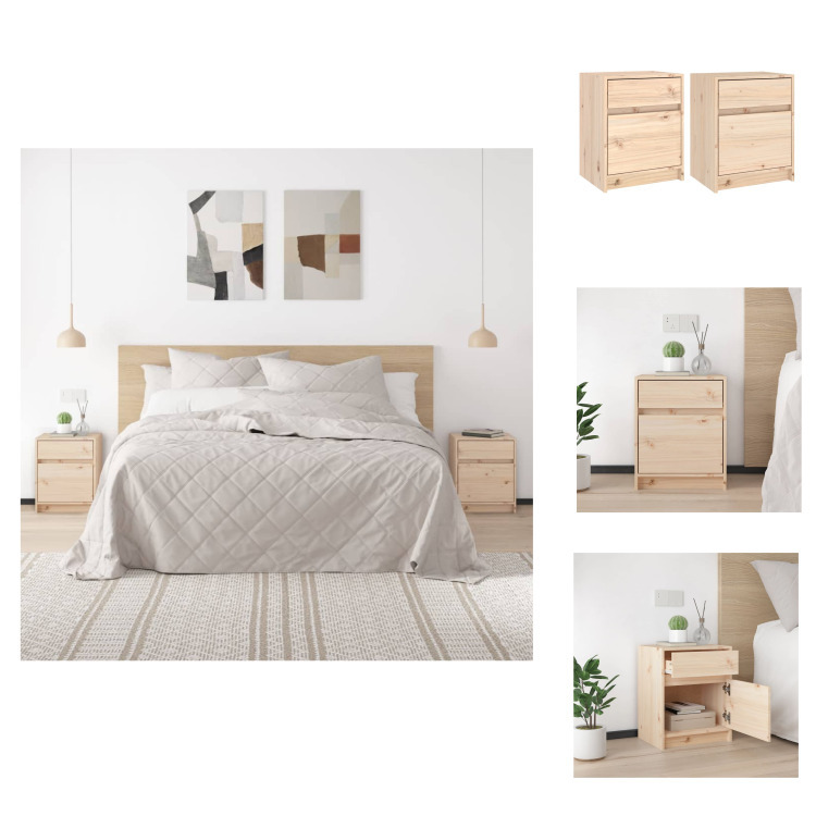 vidaXL Szafki nocne 2 szt. 40x31x50 cm lite drewno sosnowe - Szafki nocne