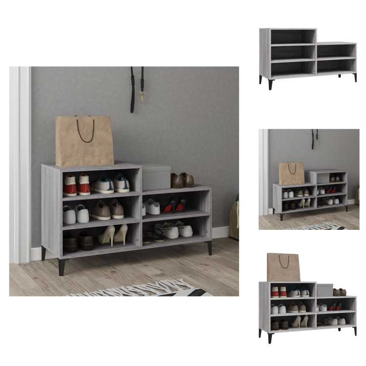 vidaXL Stojak na buty szary Sonoma 102x36x60 cm Materiał drewnopochodny - Stojaki i szafki na buty