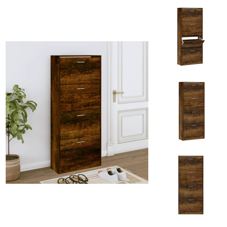 vidaXL Szafka na buty dąb wędzony 63x24x147 cm materiał drewnopochodny - Stojaki i szafki na buty