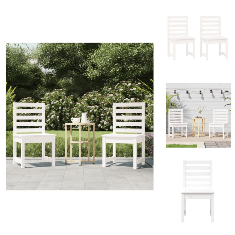 vidaXL Krzesła ogrodowe 2 szt. Białe 40,5x48x91,5 cm lite drewno sosnowe - Krzesła ogrodowe