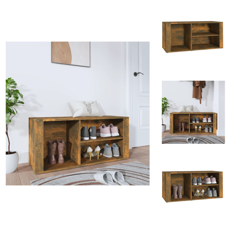 vidaXL Stojak na buty dąb wędzony 100x35x45 cm materiał drewnopochodny - Stojaki i szafki na buty