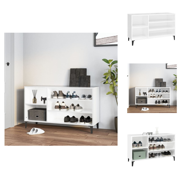vidaXL Stojak na buty biały wysoki połysk 102x36x60 cm materiał drewnopochodny - Stojaki i szafki na buty