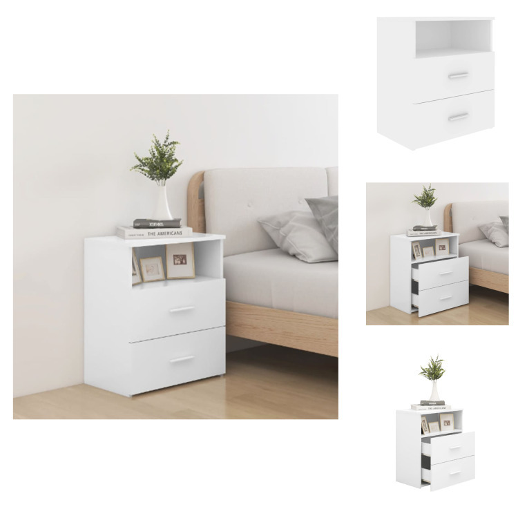 vidaXL Szafka nocna biała 50x32x60 cm - Szafki nocne