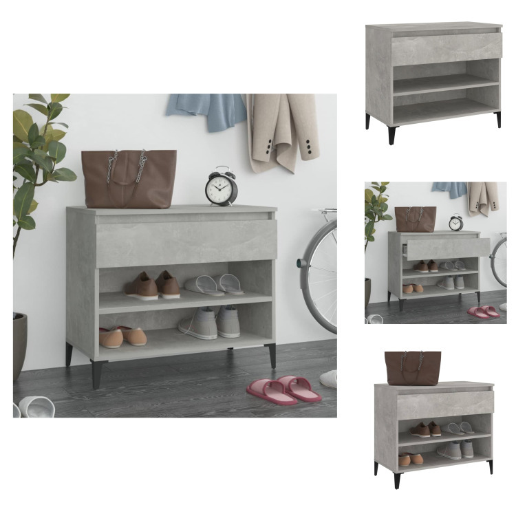 vidaXL Stojak na buty betonowy szary 70x36x60 cm materiał drewnopochodny - Stojaki i szafki na buty