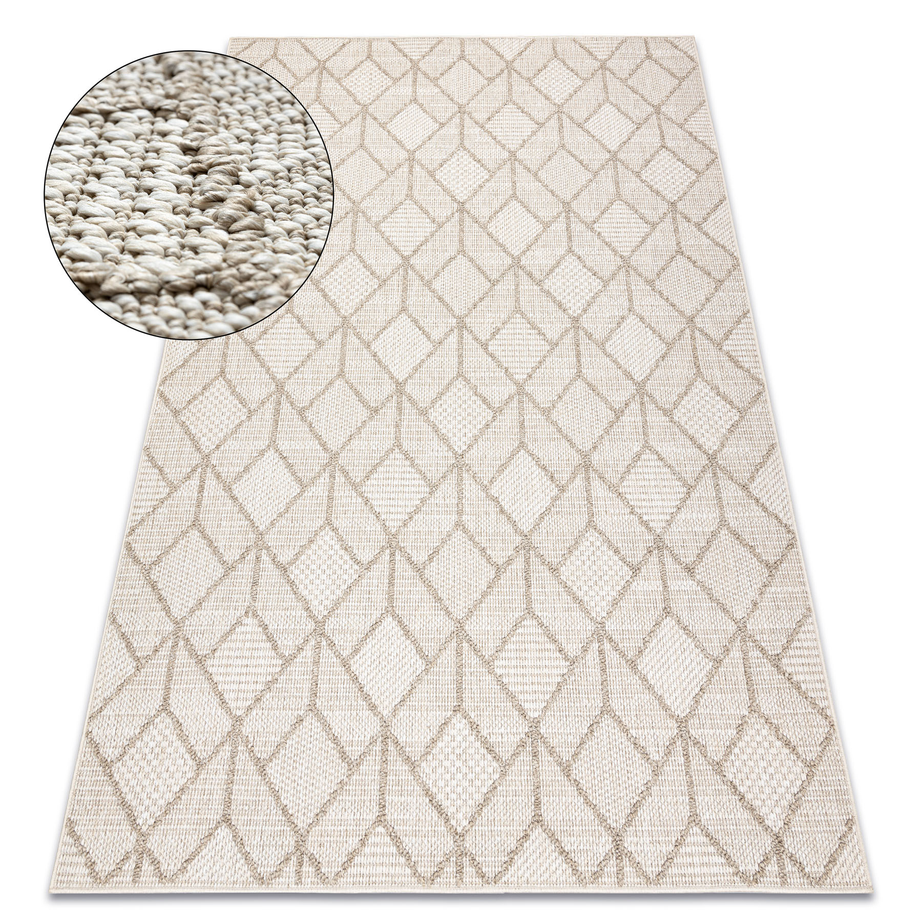 Dywan JERSEY 19231 beż - Geometryczny pętelkowy, strukturalny BOHO beżowy 120x170 cm