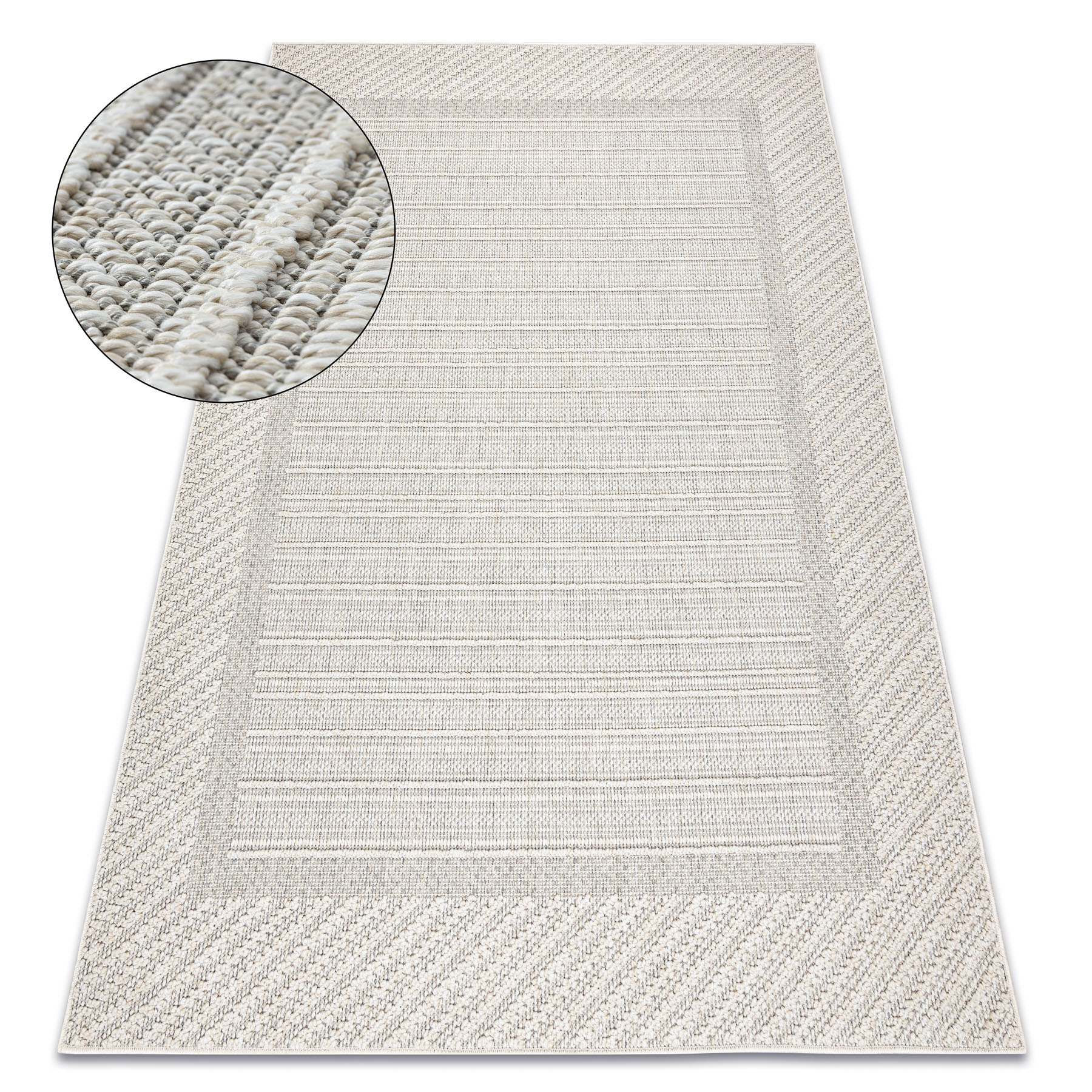 Dywan JERSEY 19261 szary - Ramka pętelkowy, strukturalny BOHO beżowy 160x220 cm