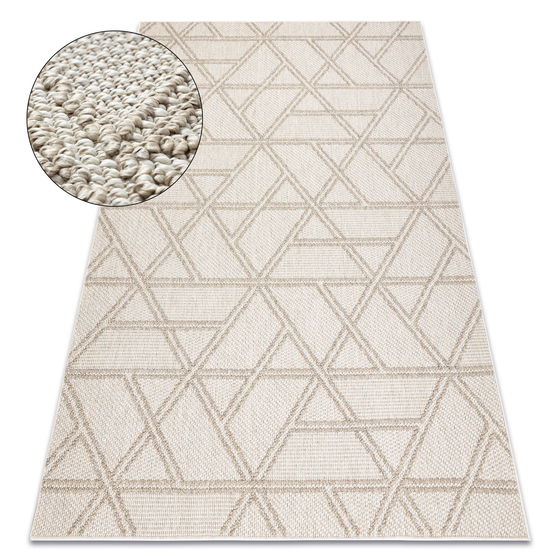 Dywan JERSEY 19241 beż - Romby, geometryczny pętelkowy, strukturalny BOHO beżowy 160x220 cm