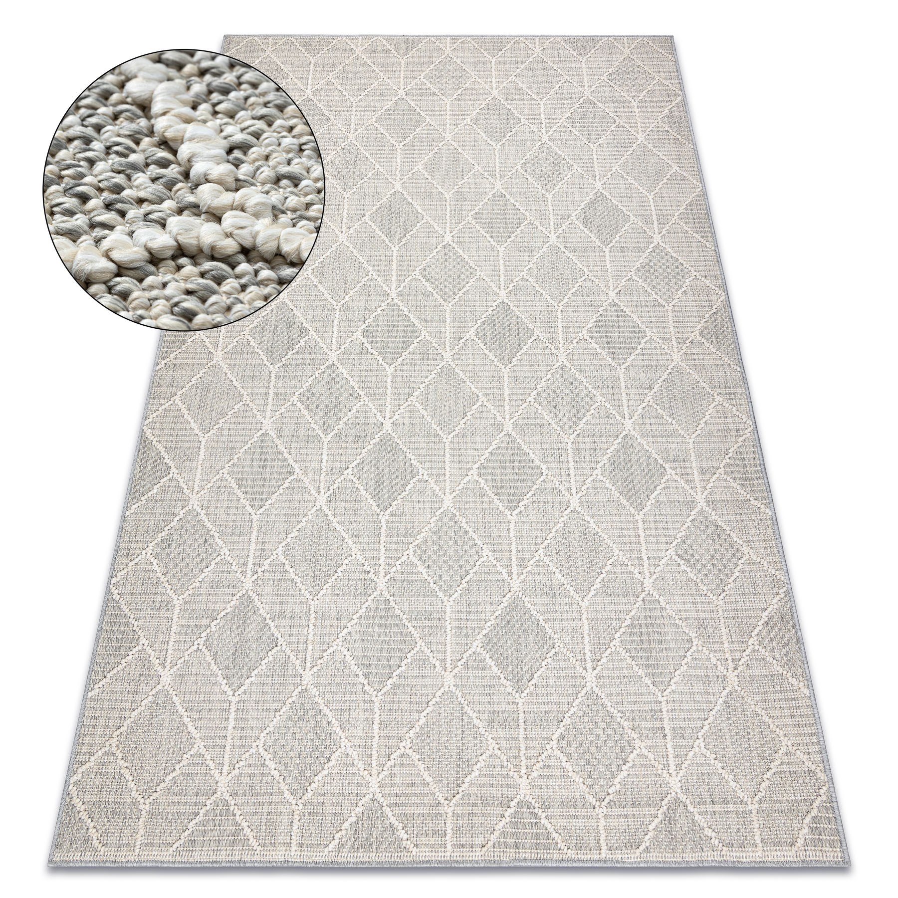 Dywan JERSEY 19231 szary - Geometryczny pętelkowy, strukturalny BOHO beżowy 140x190 cm