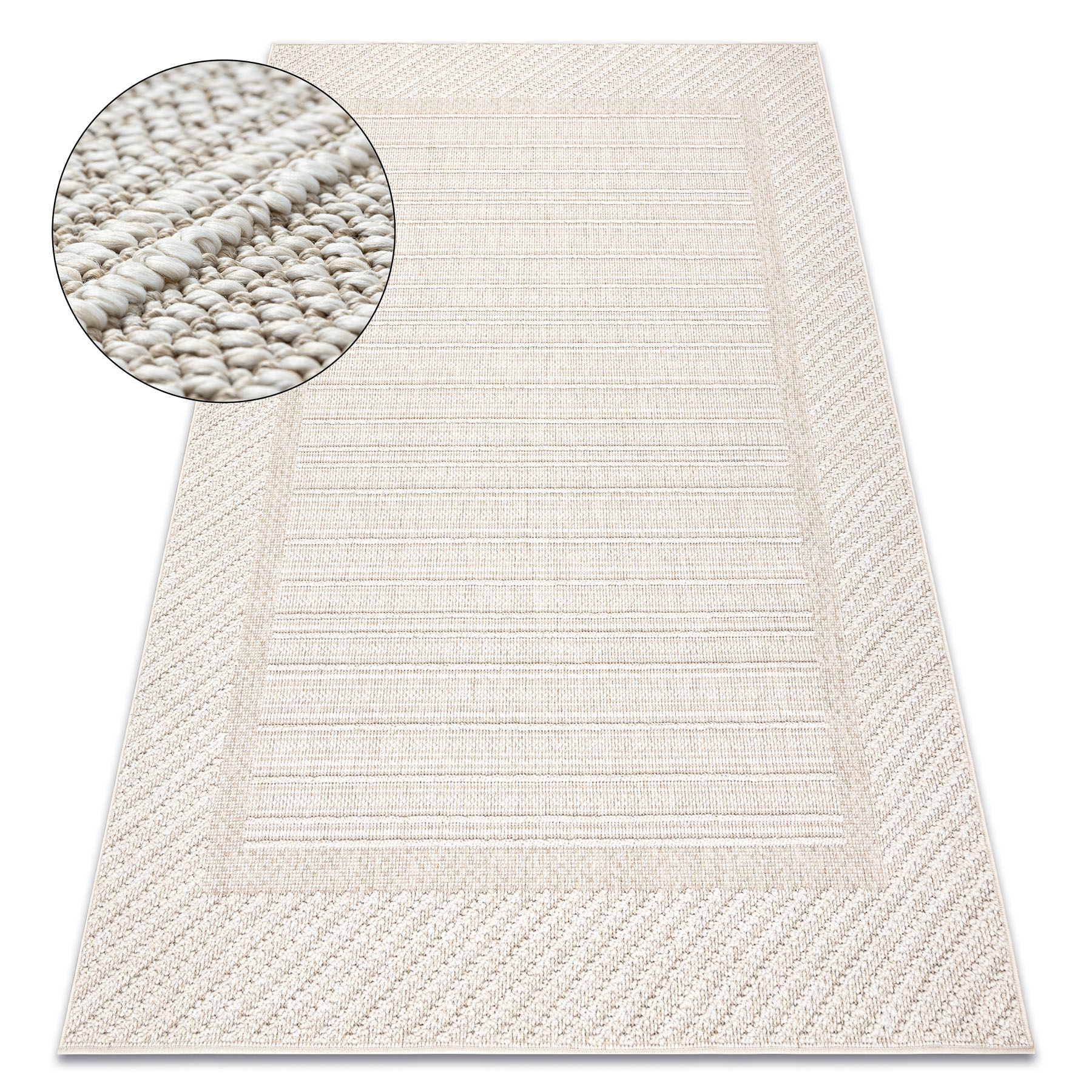 Dywan JERSEY 19261 beż - Ramka pętelkowy, strukturalny BOHO beżowy 80x150 cm