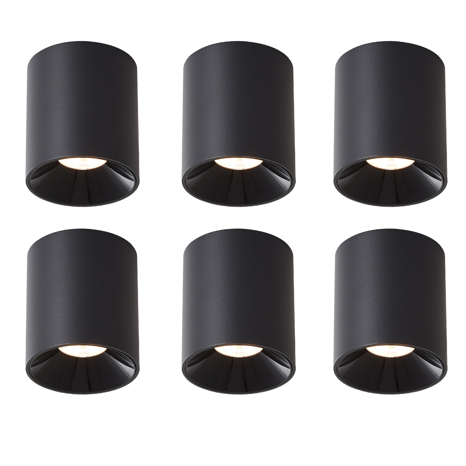 ZMH LED lampa sufitowa 6ER natynkowa 7W spot sufitowy ciepły biały natynkowy reflektor czarny natynkowy reflektor sufitowy okrągły reflektor sufitowy mały do kuchni salonu jadalni