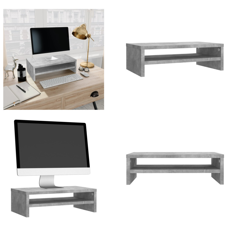 vidaXL Podstawa pod monitor betonowa szara 42x24x13 cm materiał drewnopochodny - Podstawa pod monitor - Podstawa pod monitor - Podstawa pod telewizor - Stolik pod telewizor