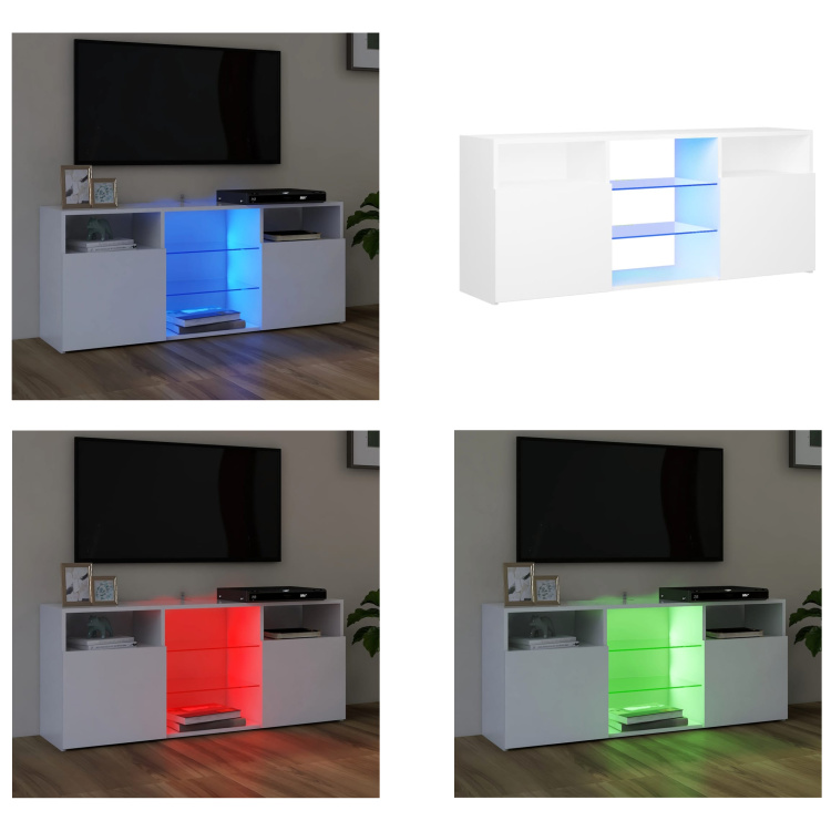vidaXL Szafka pod telewizor z oświetleniem LED biała 120x30x50 cm - Szafka pod telewizor - Szafki pod telewizor - Szafka pod telewizor z oświetleniem LED - Meble pod telewizor