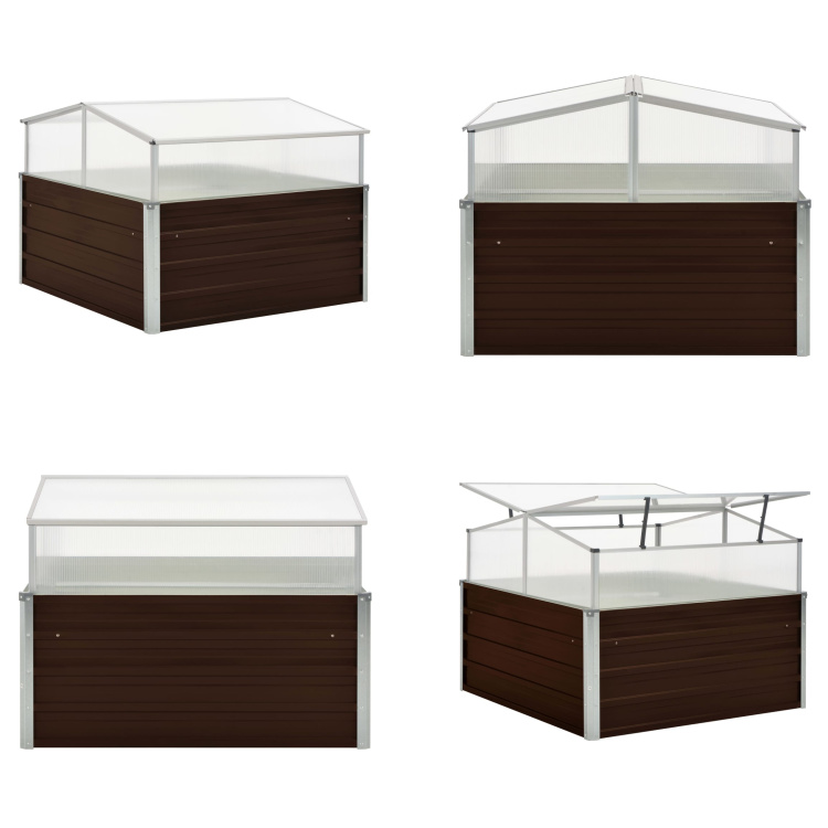 vidaXL Szklarnia brązowa 100 x 100 x 85 cm stal ocynkowana - Szklarnia - Szklarnie - Szklarnie - Szklarnie