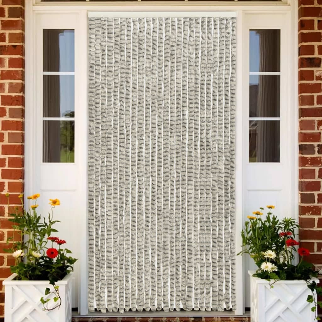 vidaXL Zasłona przeciw owadom jasnoszara i ciemnoszara 100x220 cm szenilowa - Zasłona przeciw owadom - Zasłona przeciw owadom - Zasłona przeciw owadom - Zasłony przeciw owadom