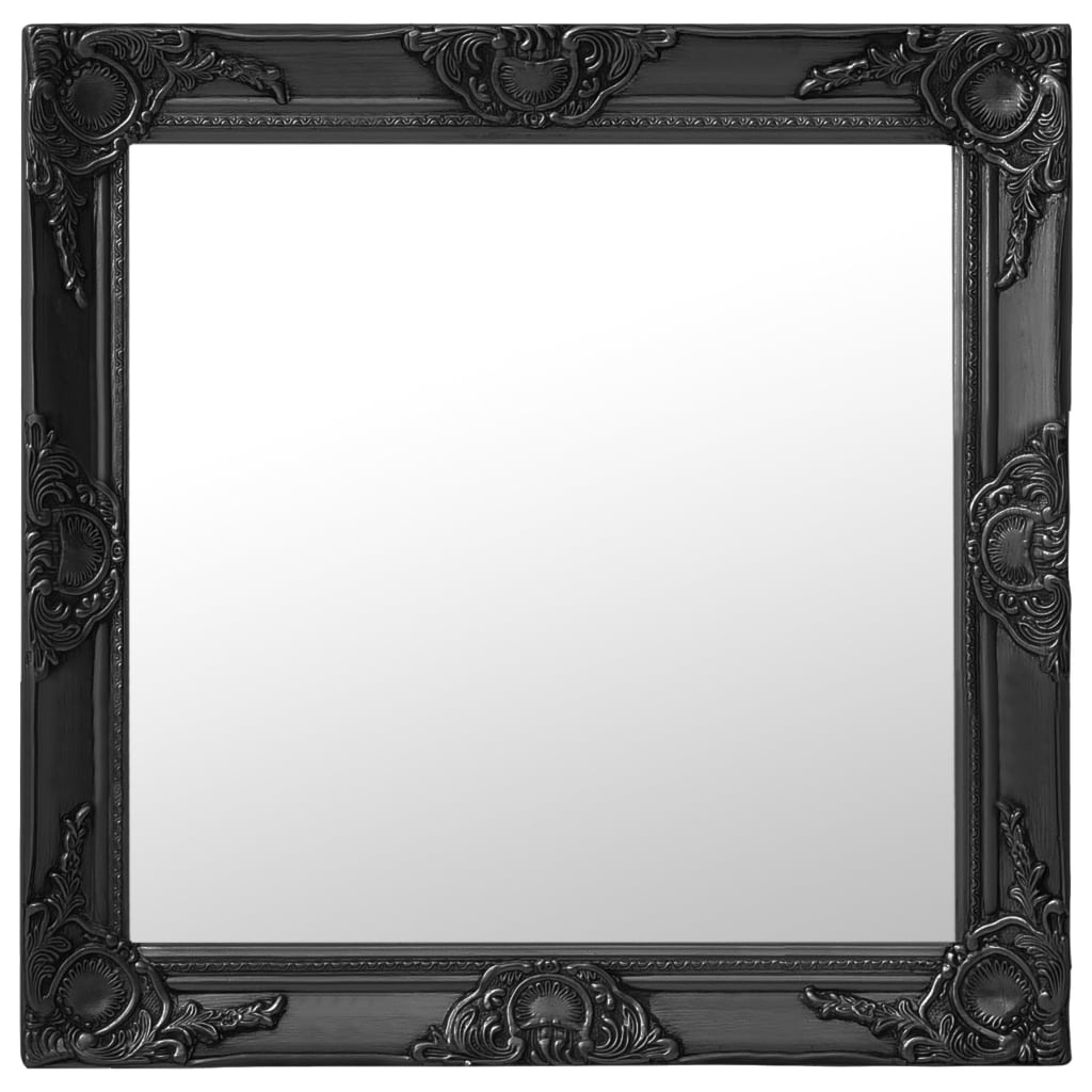 vidaXL Lustro ścienne w stylu barokowym 60x60 cm czarne - Lustro ścienne - Lustro ścienne - Lustro kwadratowe - Lustro kwadratowe