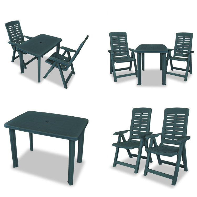 vidaXL 3-częściowy zestaw bistro z tworzywa sztucznego w kolorze zielonym - ogrodowy zestaw jadalny - ogrodowe zestawy jadalne - meble ogrodowe - zestaw mebli ogrodowych