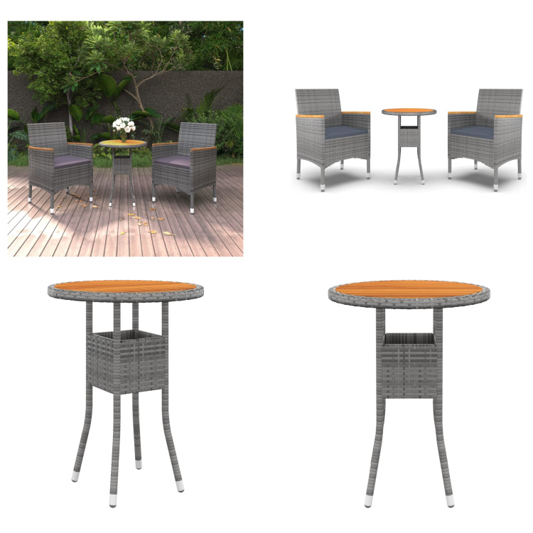 vidaXL 3-częściowy ogrodowy zestaw jadalniany z szarego rattanu - ogrodowy zestaw jadalniany - ogrodowy zestaw jadalniany - zewnętrzny zestaw jadalniany - tarasowy zestaw jadalniany