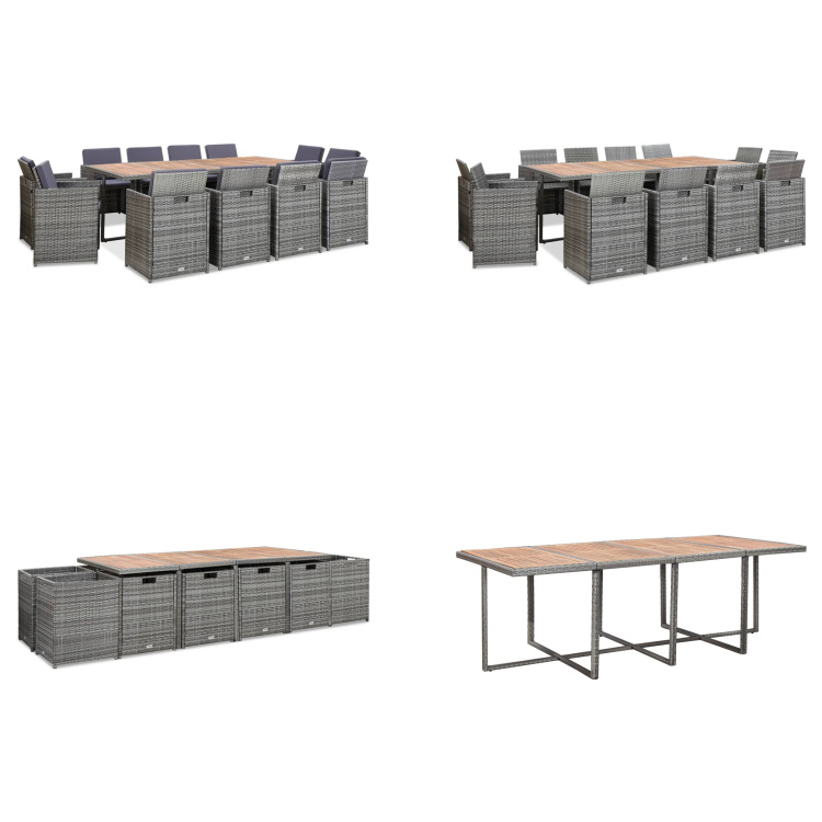 vidaXL 13-częściowy ogrodowy zestaw jadalniany z poduszkami z polirattanu antracyt - Zestaw mebli ogrodowych - Zestawy mebli ogrodowych - Stół i krzesła ogrodowe - Stoły i krzesła ogrodowe